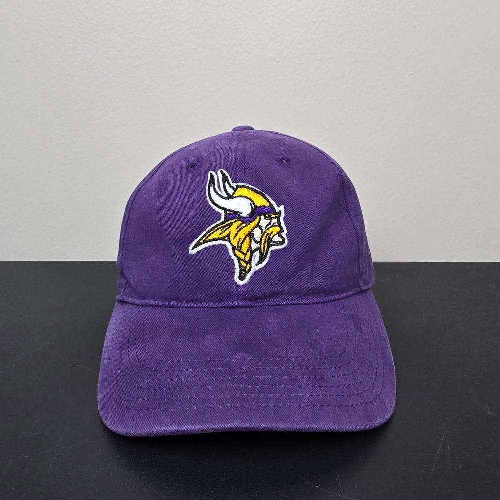 Minnesota Vikings Hat Cap Mens Strap Back Purple Logo Football‎ NFL Team Apparel